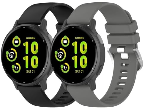 😃cool 20 mm klockarmband kompatibla med Garmin Vivoactive 6/5/3 rem, kompatibel med Garmin VivoMove Trend/Sport/Style Watch Band justerbara ersättningsremmar, 20 mm, Silikon