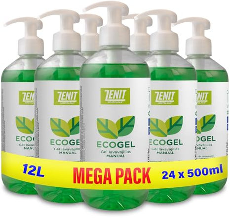 Hostelpak | 24 x 500 ml | Detergente lavavajillas manual EcoGel | lavavajillas a mano | detergente liquido