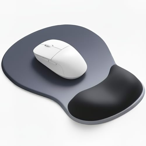 Giecy Mauspad mit Gelkissen,Ergonomisches Mousepad mit handauflage mit weichem Gelpolster,rutschfester Basis und erhöhtem Design(Tiefblau-Grauer Verlauf)