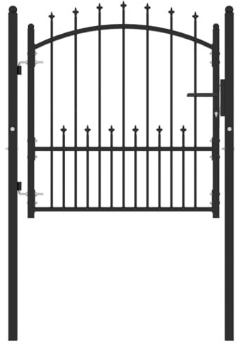 Juroupi Fence Gate with Spikes Steel 100x100 cm Black,Fence Gate,Fence Gate Garden,Privacy Security,Fencing & Barriers Gate-146398