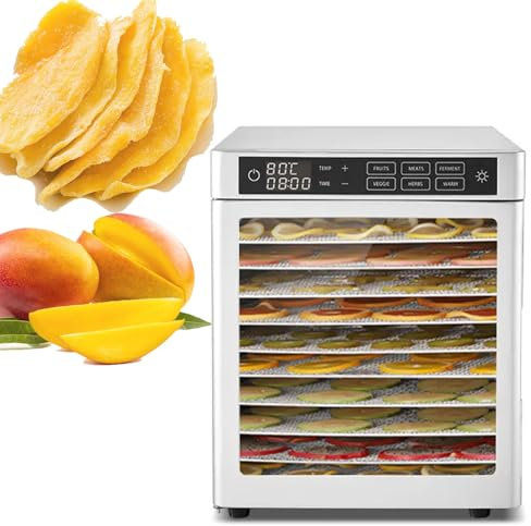 Secadora deshidratadora de alimentos de acero inoxidable, deshidratadores para alimentos y cecina, carne de res, frutas, máquina deshidratadora, con temporizador digital y ajuste de temperatura, máq