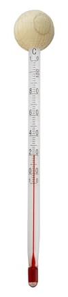 Lantelme Teethermometer Glas mit Holzkugel Natur 14cm lang Temperaturanzeige -10°C bis 110°C | Analog Thermometer für Tee Teekanne Teetasse Teewasser Teezubereitung | Heißgetränkethermometer (Natur)