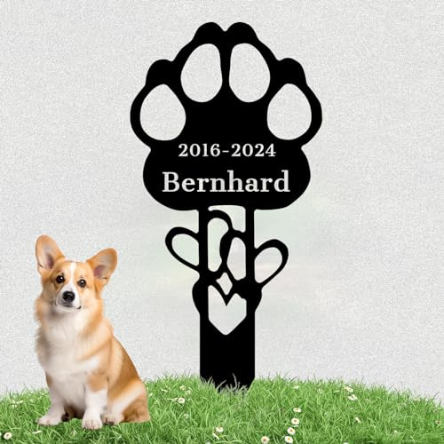 LZXSXZ Personalisiert Grabstecker für Haustier - Design Grabkreuz für Tiere mit individueller Gravur - wetterfester Gedenkpfahl als Grabschmuck für Tiergrab
