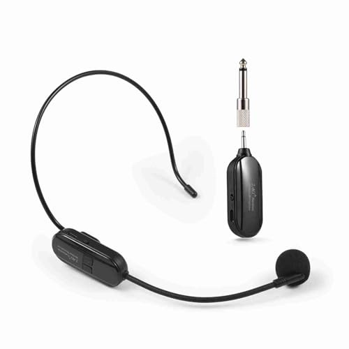 Headset -Mikrofon mit Empfänger, HD -Mikrofon für Lehrer und Moderatoren, 30m Reichweite, 6H -Batterie, 3D -Reverb -Effekt