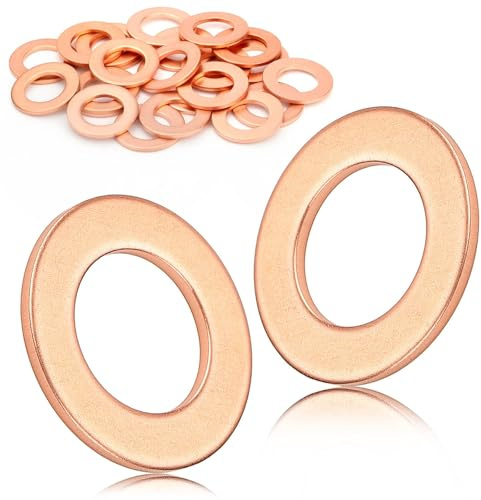 Mbsomnus Rondelle Rame M6 x 12 mm Rondelle Alzaporta 20 Pezzi Rondelle in Rame per Tappi Olio Motore Guarnizioni Anello di Tenuta per Accessori Carburante Collegamento Linea Olio