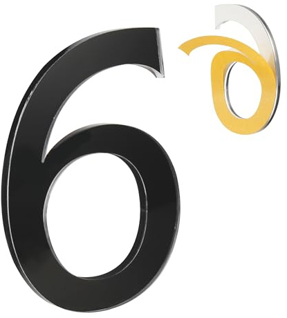 HASWARE 4-Pouces Numéro de Maison Autocollant - Étanche et Résistant aux Intempéries - Installation Facile pour Boîte aux Lettres, Porte et Poteau (Noir, 6)