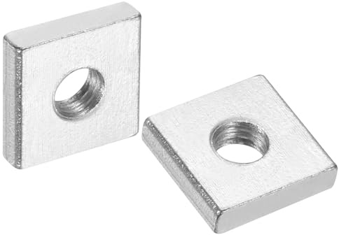 sourcing map 10 tuercas cuadradas M5 x 12 mm x 3 mm, acero al carbono, chapado en zinc, tuercas cuadradas de rosca gruesa para reparaciones del hogar e ingeniería profesional, color plateado