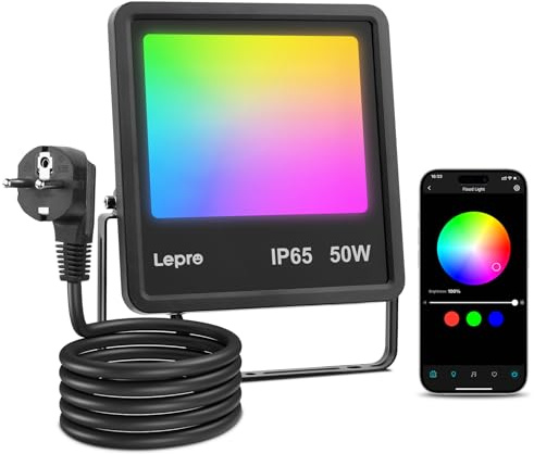 Lepro AI Smart 50W Led Strahler Außen F1, RGB Dimmbar Außenstrahler