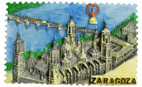 Zaragoza - Imán 3D para nevera con diseño de recuerdo turístico de España