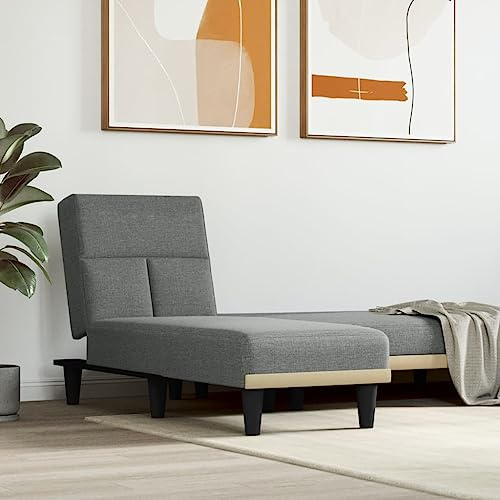Teenpull Chaiselongue Dunkelgrau Stoff, Verstellbare Relaxliege für Einzelpersonen, Multifunktionales Schlafsofa, Gemütliches Loungesofa, Ideal für Wohnzimmer und Schlafzimmer, 110 kg Tragkraft