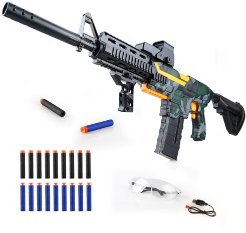 SK MISS Electric Toy Gun for Boys, Realistic Toy Foam Blaster Gun with Scope 20 Soft Bullets, Automatic Dart Gun for Boy Ages 14+ Years Old, Indoor Outdoor Gifts for Adult Kid Christmas Birthday