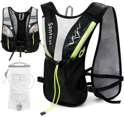 Gilet da Corsa con Zaino Idratazione, Zaino Trail Running per Uomo e Donna, Ultraleggero e Traspirante Gilet Running con Sacca Idrica 1.5 L per Trail, Maratona, Ciclismo