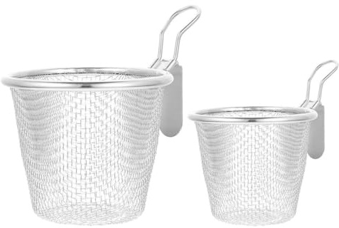 ULTECHNOVO Passoire la Cuisine en Acier Inoxydable 2pcs, Panier à Pâtes Ménager et Passoire à Friture Résistante pour Ustensiles Cuisine, pour Fondue Chinoise