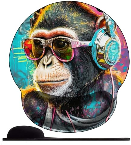 3D Tapis de Souris Ergonomique - Tapis de Souris Gamer avec Repose Poignet, Confort avec Repose- Poignet Gaming Mouse Pad pour Ordinateur Portable -Cool Monkey Park