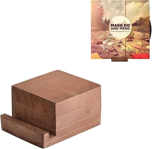DIDUDIDU Support pour Vinyles en Bois - Porte-Disque Minimaliste & Rétro - Socle d'Exposition pour CD et LP - Marron