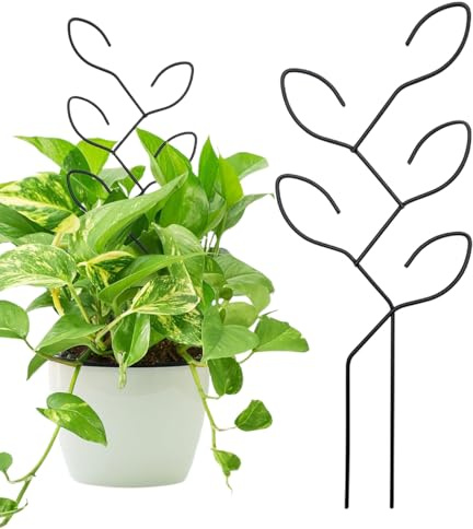 Soporte Exterior para Plantas - Marco de Escalada Creativo Diseño Hoja, Estaca de Hierro Forjado | Enrejado Fijo Jardinería Tutor Trepadoras Flores Cultivo Exterior Uso Balcón Patio Jardín Terraza