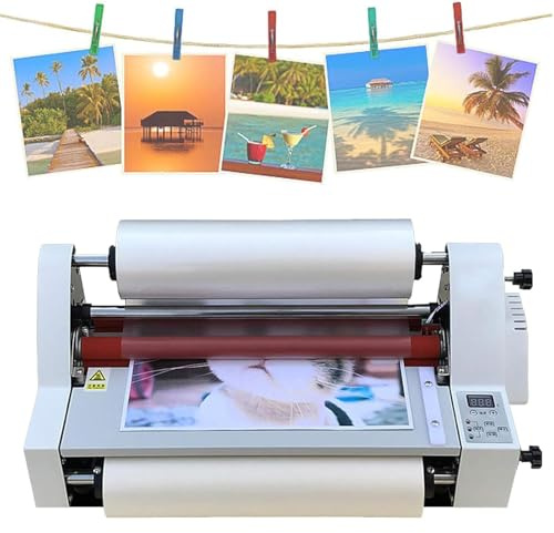 vanenferse Máquina Laminadora, Máquina Laminadora En Frío Y Caliente, Laminadora 4 Rodillos De Una Y Dos Caras, 0-180 ℃ Ajustada, Pantalla Digital LCD, para Documentos Fotos Y Tarjetas