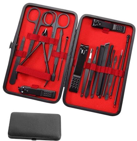 18 Piece Manicure Set for Men, Stainless Steel Nail Clipper Set with Case, Complete Mens Manicure Kit and Nail Care Kit for Daily Use and Travel