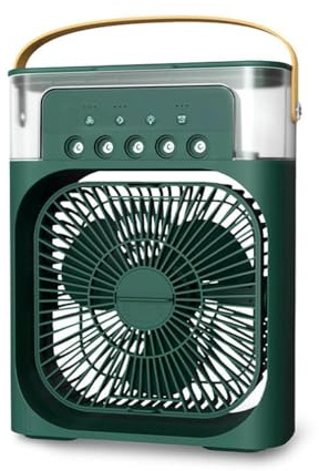 Ventilador de aire acondicionado, 4 en 1, mini ventilador de refrigeración personal con pulverizador de agua, 3 velocidades, aire evaporativo, ventilador de agua, pulverizador, ventilador de mesa