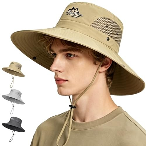 LUKIUP Sonnenhut Herren UV Schutz 50, Faltbar Anglerhut, Wanderhut Safari Hut für Damen, Breite Krempe Atmungsaktiv Outdoor Sonnenschutz