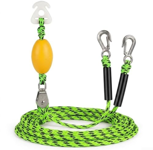 Corde de remorquage ultra résistante à double crochet pour kayak et surf, capacité de 2177,2 kg, pivote à 360 degrés, résistante au brouillard salin, ligne de remorquage pour ski nautique, wakeboard