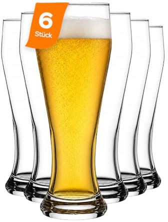NORDIC SCHILLER Biergläser 520 ml 6er Set – Weizenbiergläser aus Klarglas – Pils- & Weißbiergläser – Spülmaschinengeeignet – Elegante Biergläser für Zuhause, Gastronomie & Partys