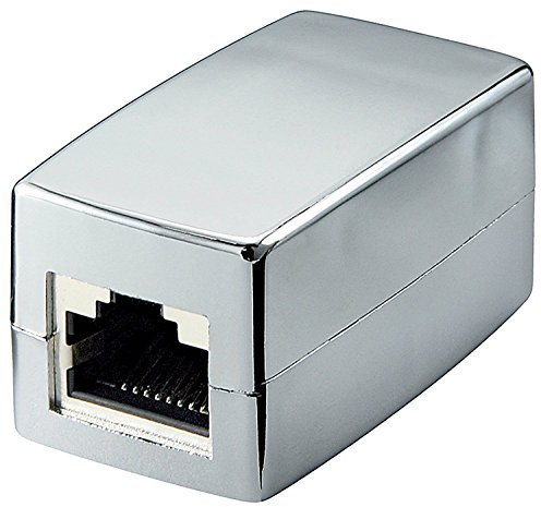 Goobay 68161 RJ45 Crossover Modularkupplung / Verbinder, CAT 5e, metallisiertes Gehäuse, 2x RJ45-Buchse (8P8C), silber