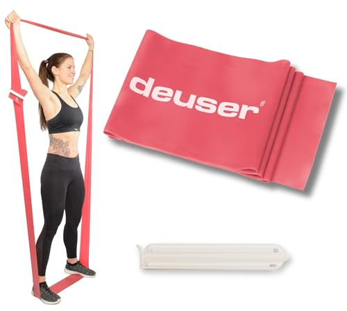 Deuser Physio Band [Inklusive Clip] Fitnessband-2.4 M einzeln, für Damen & Herren, 100% vegan, für Fitness, Physio, Yoga, Pilates, Krafttraining und Calisthenics