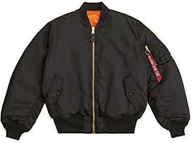 Alpha Industries MA-1 Bomber Flight Jacket - Fighter Pilot Flight Jacket - Black, XL