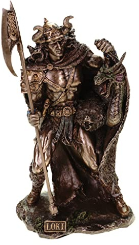 Veronese Loki Figur 27cm - Nordische Mythologie Statue Bronziert - Veronese Polyresin Skulptur Handgemalt - Deko Trickster Gott - Geschenk für Fantasy Sammler