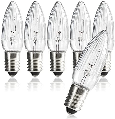 com-four® 6x candele ondulate per archi Schwipp con 7 lampade - lampadine di ricambio per lucine o piramidi - 34V / 3W, con filettatura E10 (06 pezzi)