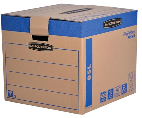 Fellowes Caisse de déménagement à charge lourde montage automatique SmoothMove Grand Lot de 5-6205301