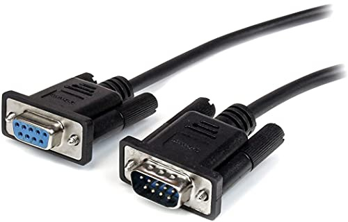 StarTech.com 50cm Seriell DB9 RS232 Verlängerungskabel - RS 232 DB-9 Kabel Verlängerung- DB 9 (Stecker) RS-232 (Buchse) Schwarz