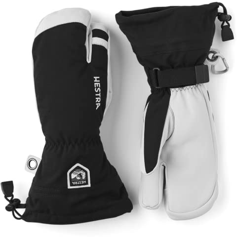 Hestra Guanti Heli Ski 3-Finger Donna/Uomo - da donna sci uomo con fodera, Chiusura a strappo Inverno autunno/inverno - 8 HS nero