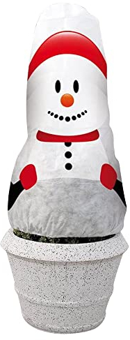 NOOR Winterschutz Vlieshaube Schneemann B 130 x H 160cm I Frostschutzhaube für Pflanzen I Winterschutz für Pflanzen Überwinterung I Frostresistenter Pflanzenvlies/Winterschutzvlies I Schneemann-Look