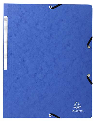 Exacompta 5512E 25er Pack Eckspanner-Mappe. Aus extra starkem Manila-Karton DIN A4 mit 2 Gummizügen und Rückenschild blau Sammelmappe Dokumentenmappe