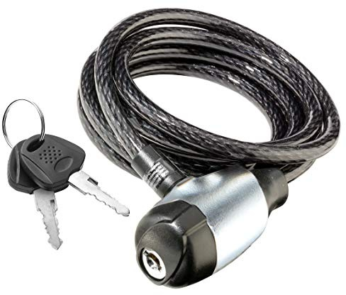 Schwinn Bike Cable Lock with Keys, 6 ft x 8 mm, Black, Durable Steel, Protective Vinyl Cover, Carrying Bracket for Transport, Anti Theft Protection, Bike Lock Cable for Security