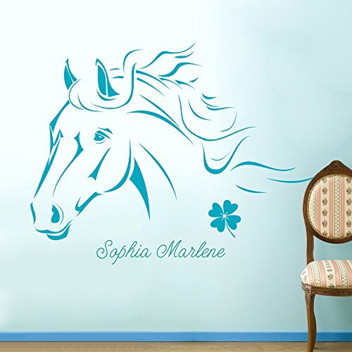 Wandtattoo Wandaufkleber Wandsticker Wanddeko Aufkleber Sticker Pferd Pferde Wanddeko Pferd Klee M343B ausgewählte Farbe: *creme* ausgewählte Größe: *L*