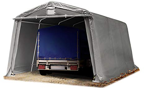 TOOLPORT Tenda Garage Premium 3,3 x 4,8 m Grigio con Telo da PVC 500 N, Telaio Stabile in Acciaio, Garage per Moto