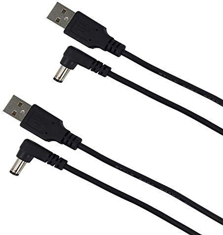 DZYDZR 2 Stück 5V USB auf DC 5V Power Kabel – USB A 2,1mm/5,5mm L-Typ-Jack Adapterkabel 1m / 3ft Schwarz