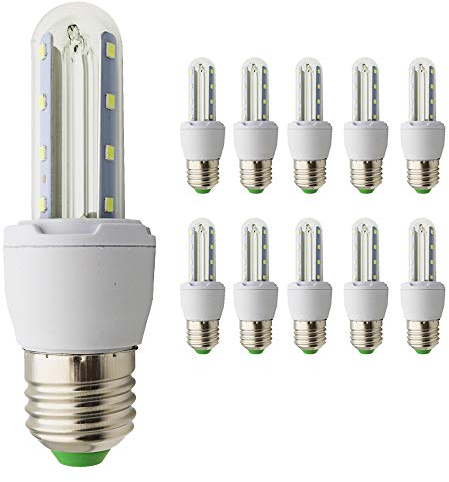 Mengjay 10 Stück Led Glühbirne, E27 220V 3W Schraube Mund Super helle Mais Lampe Haus Beleuchtung U Typ Energiesparlampe Spirale Licht Indoor Lichtquelle Einzelne Lampe Kaltweiß Licht