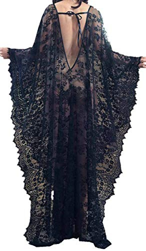 LikeJump Donna Pizzo Caftan Abito da Spiaggia Maxi Parei Copri Bikini Costume da Bagno Cover ups