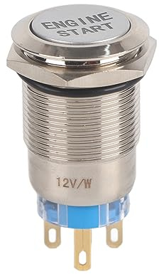 Pulsante avviamento motore senza chiave auto con interruttore di accensione accensione impermeabile 12V(Scocca in acciaio inossidabile argento),interruttore dell'auto