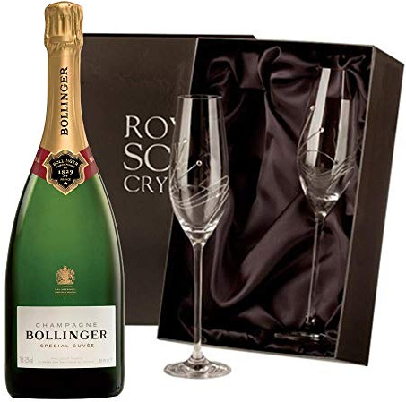 Bollinger Special Cuvee Brut Champagne with 2 Royal Scot Diamante Flutes | 75cl 12% abv