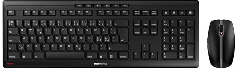CHERRY Stream Desktop Recharge, Kabelloses Tastatur-Maus-Set, Pan-Nordisches Layout (QWERTY), 2,4 GHz Funk, Leiser Tastenanschlag, Wiederaufladbar, Schwarz