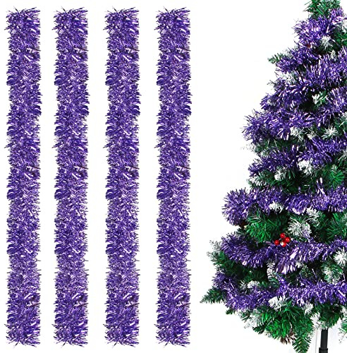 Bluelves Weihnachtsgirlanden, 4x 2m Lametta Girlande, Violett, Kunststoff, Klassisch, Indoor, Dekoration für Weihnachtsbaum, Weihnachtsfeier, Geburtstagsparty