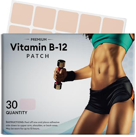 VitaPatch Vitamin B12 Patch for Energy Plus – 30 Count Vitamin B12 Patches – B12 Vitamins with Methylcobalamin & Guarana