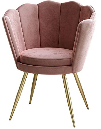 lukmebel Shell Polstersessel Shelly Elegantes Und Modernes Design Weich Im Griff Velours Vertikale Nähte Für Schönheitssalons Wohn- Und Schlafzimmer 66x56x84 cm Rosa
