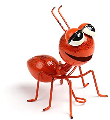 Dexlyn Fourmis Métal Décoration Jardin, Fer Deco Extérieur Sculpture Murale 8×10cm Orange