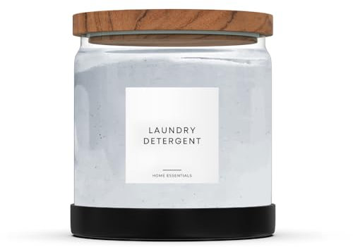 Contenedor de cápsulas de lavandería, soporte de detergente de medio galón, soporte para cápsulas de lavandería y más para organización y almacenamiento de lavandería con etiquetas, base